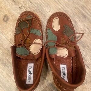 Broncy Donkey Leather Moccasin Loafers with Multicolor Patch Accents